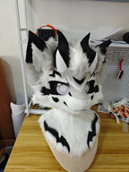 Yis cosplay Custom Black & White Horned Dragon Kemono Fursuit Head