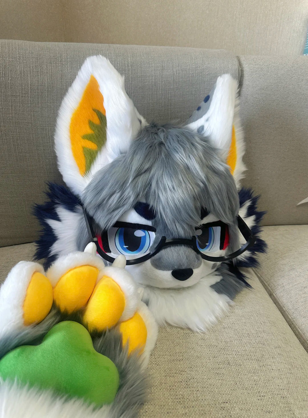 Yis Cosplay Gray Wolf Kemono Style Custom Fursuit Head